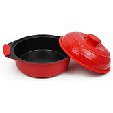 Microwave Grill Pan with Lid for Bacon &amp; Steak | Nonstick Crisper, Dorm Use | Non-Stick, Even Heating, Splash-Proof Lid, Cool-Touch Handles, Dishwasher Safe, Family-Sized