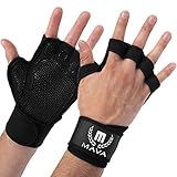 Mava Sports Ventilated Workout Gloves with Integrated Wrist Wraps and Full Palm Silicone Padding. Extra Grip & No Calluses. Perfect for Weight Lifting, Powerlifting, Pull Ups, Cross Training, WODs