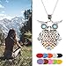 Aromatherapy Essential Oil Diffuser Necklace Owl Locket Pendant with 6 Multi-Colored Refill Pads and 24