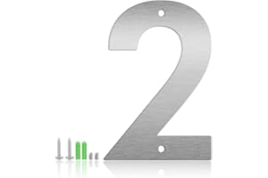 MONLYEY 3" 4" 5" 6" 8" 10" Floating House Numbers and Metal Letters for Outdoor Signs, Modern 304 Stainless Steel Silver Address Numbers for Home, Apartment, and Garden Decor (5", 2)
