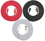 10ft Hi-Speed Braided Lightning Cable for iPhone 6s, 6, 6 Plus (red wte blk)