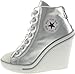 Maxstar Women's 777 Back Zipper PU High Wedge Heel Sneakers Silver 9 B(M) US