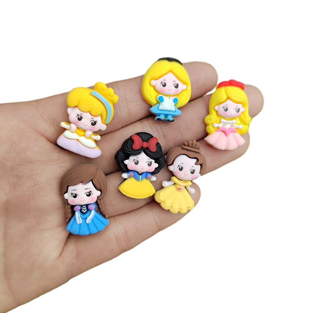 22Pcs Slime Charms Resin Kawaii Cartoon Princess Cute Set Assorted Princess Flatback Slime Beads for Scrapbooking Embellishments DIY Craft Making Ornament Hair Clip