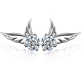 Crystalline Azuria Angel Wings Stud Earrings with White Crystals 18K White Gold Plated for Women