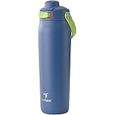 REDUCE Aura Vacuum Insulated 26 oz Water Bottle - Leak-Proof & Chug Spout for Quick Hydration - Keeps Drinks Cold for 30 Hours - Removable Handle for Travel or Gym - Soft Sit Base - Mineral Blue