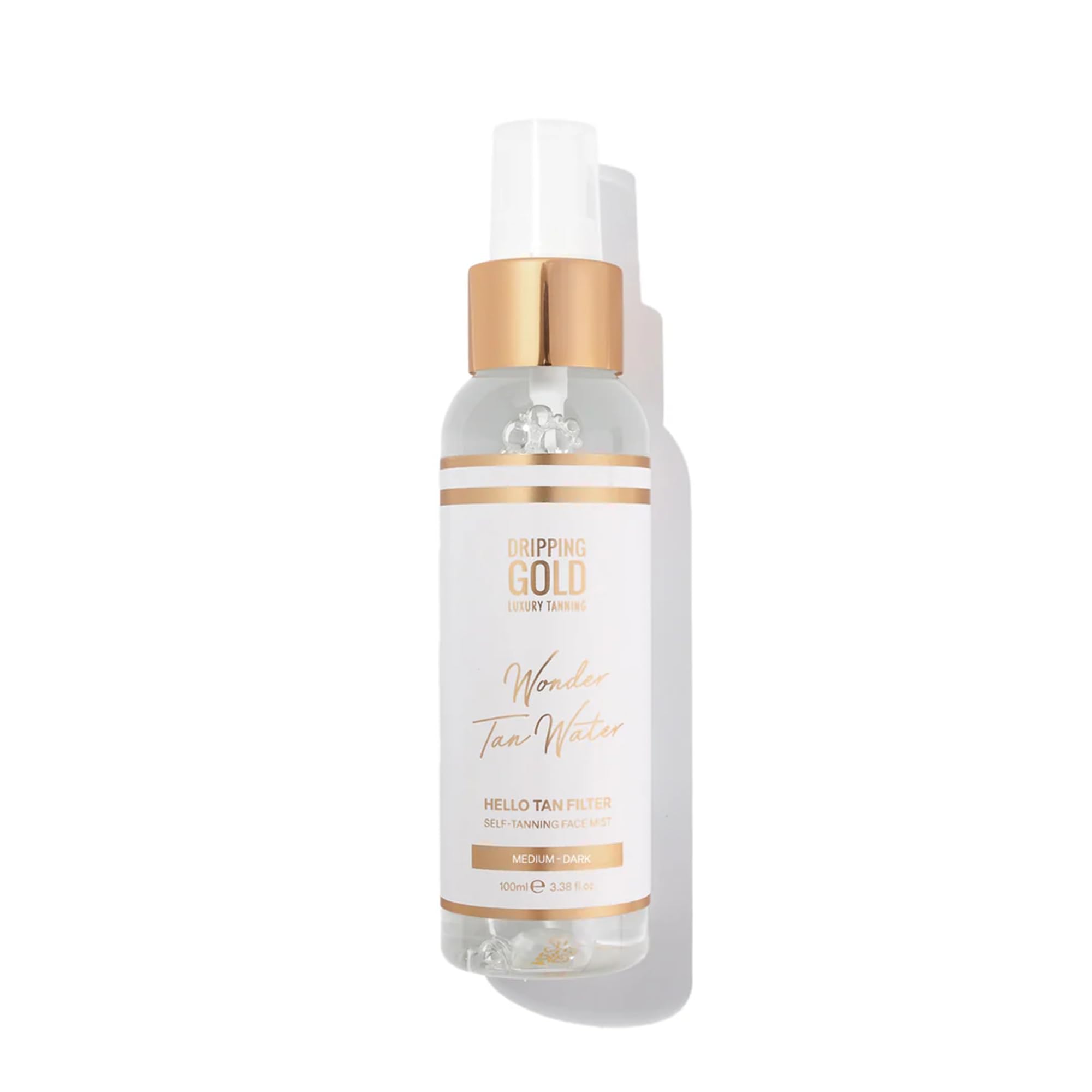 Dripping Gold Water Medium/Dark Self Tanning Mist 100ml for Medium to Dark Skin Tones, Vegan Friendly