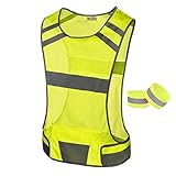 247 Viz Reflective Running Vest | STAY VISIBLE & SAFE | Ultra Light & Comfortable Reflective Gear - Motorcycle Reflective Vest | Large Pocket & Adjustable Waist | Safety Vest - 5 Sizes with Bands
