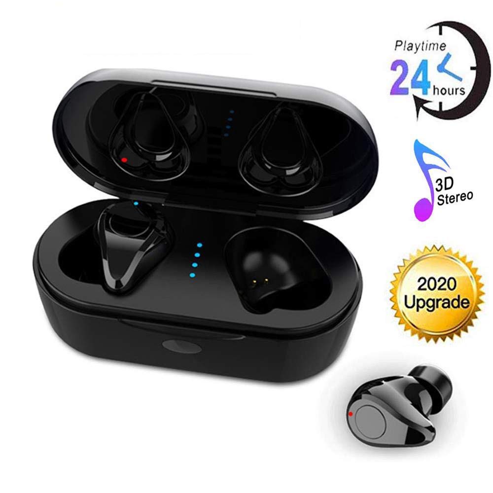 Wireless Earbuds Binaural Call True Bluetooth Headphones 24H Playtime HD Stereo Bass Sound Mini in Ear Bluetooth Earphones with Built in Mic and Charging Case for Airpods Samsung Android iPod