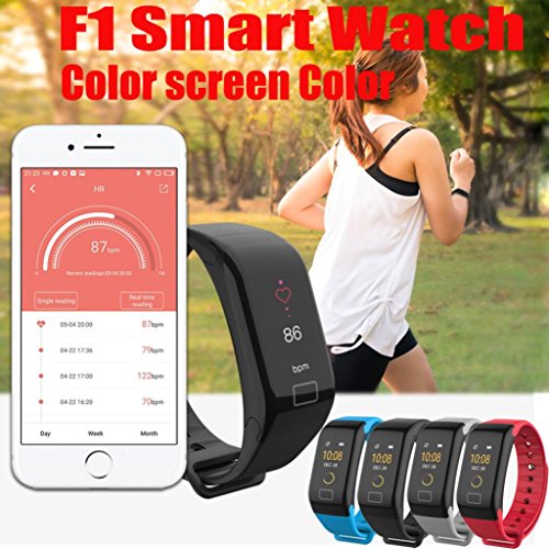 Fitness Tracker,Boofab F1 Color screen Smart Watch Activity Tracker Heart Rate Monitor Sleep Tracker Pedometer Calorie Counter Sports Watch Bracelet Wristband for Men Women Kids (B)
