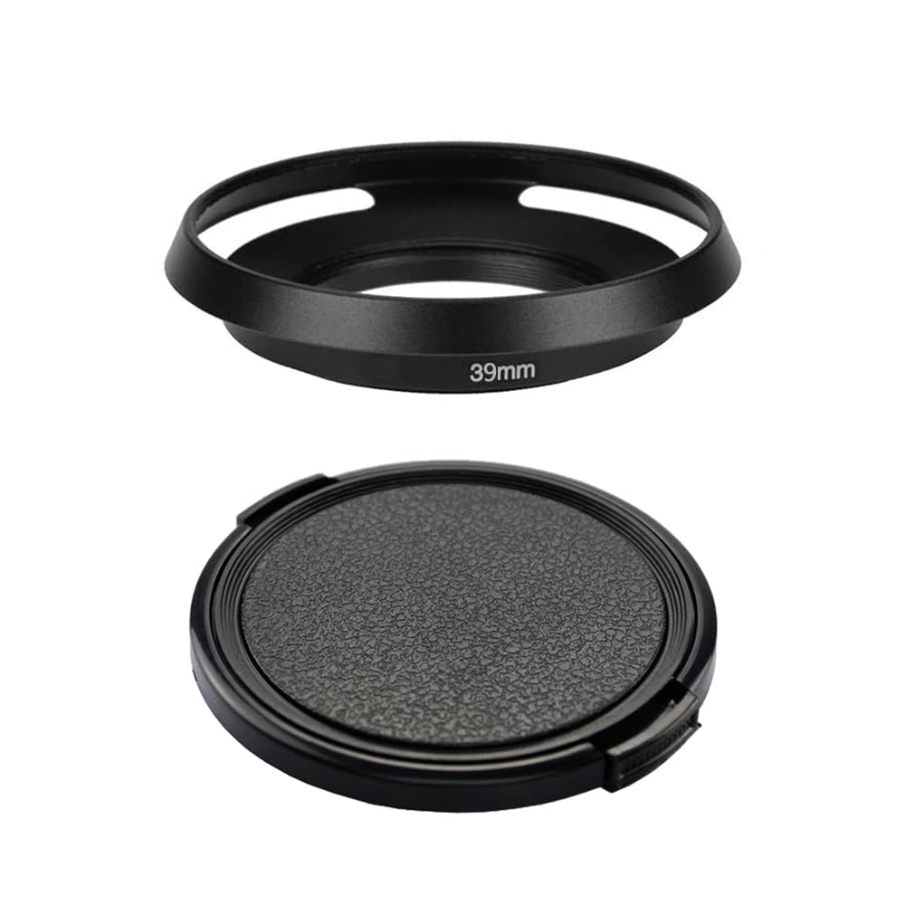 39mm Metal Lens Hood & lens Cap Compatible for Leica E39 Lens, M 50mm f/2 Lens, M 35mm f/2 Lens (1+1 Pack)