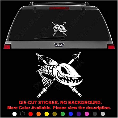 Bowfishing Fishing Arrows Die Cut Vinyl Decal Sticker for Car Truck Motorcycle Vehicle Window Bumper Wall Decor Laptop Helmet Size- [20 inch] / [50 cm] Wide || Color- Gloss White