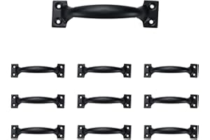 Dahszhi 10Pcs 5 Inch Rustic Gate Handle Pulls Vintage Utility Door Pulls for Home Improvement, Barn Door Hardware with Screws,Black