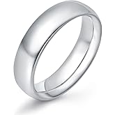 KAMASATO 4mm 6mm Stainless Steel Rings Women Men High Polish Plain Dome Silver/Gold Wedding Band Comfort Fit