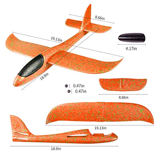 Refasy Airplane Toys for 3-12 Year Old Boys Girls, Children Glider Model Foam Airplane Planes Manual Throwing Fun Outdoor Activities for Kids Sports Game Flying Toys Best Birthday Gifts Yellow - Thumbnail 5