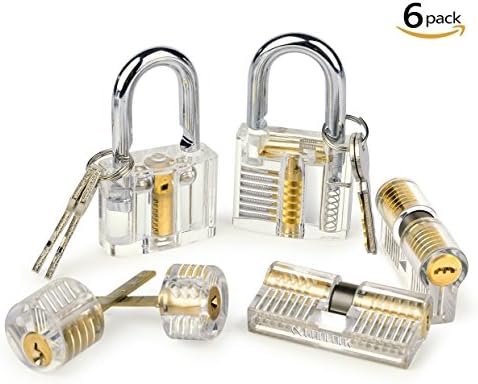 Cocoking 6pcs Locks Transparent Visible Cutaway Practice Kit Padlock Door Lock Pick Training Skill For Locksmith Beginner (6)