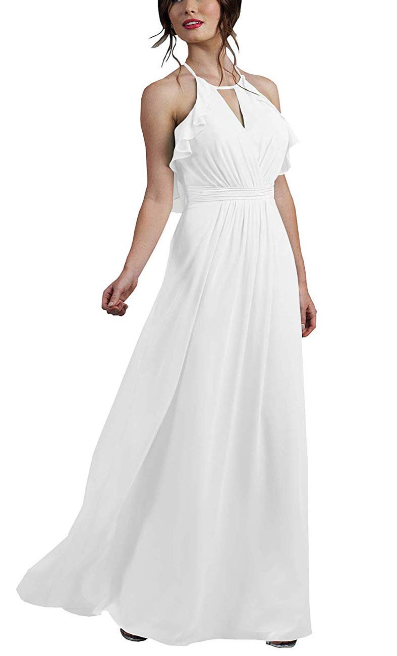 white halter bridesmaid dress