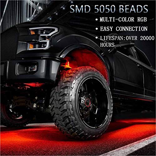 Car Neon Underglow Lights, GOADROM Waterproof RGB LED Strip Light MultiColored Underbody
