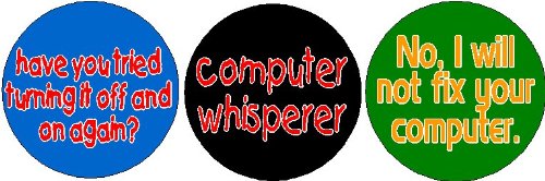 Set of 3 Computer Geek Nerd Humor 1.25