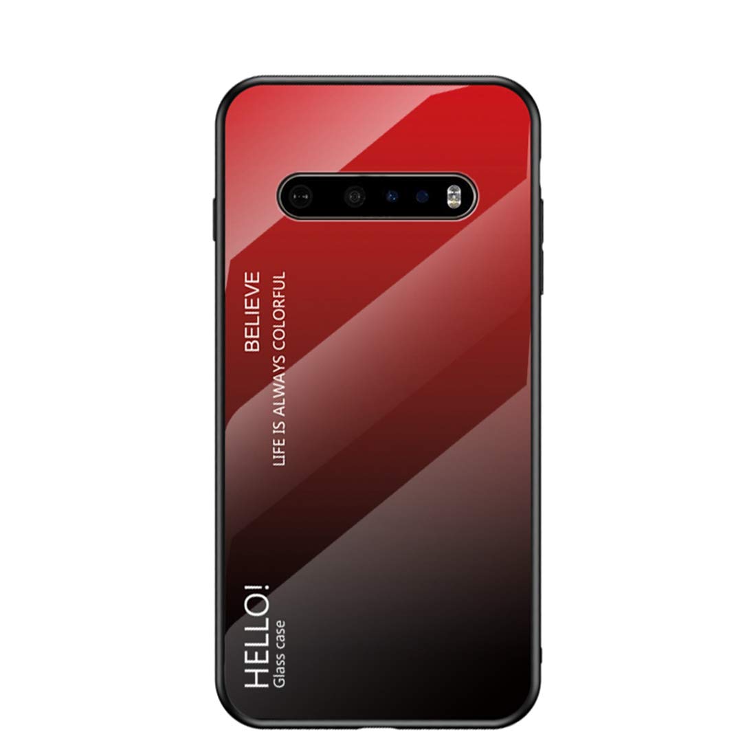 MadBee for LG V60 Case [with Screen Protector],9H Tempered Glass Back Cover [Gradient Color Design] + TPU Silicone Bumper [Shock Absorption] Fully Protective Case (Red)