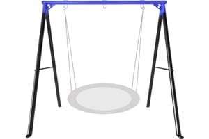 IKARE Upgraded Heavy Duty Metal Swing Frame with Ground Nails, Swing Stand for 440lbs Load Capacity, Fits for Most Swings, Great for Indoor and Outdoor Activities (Blue & Black)