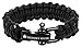 The Friendly Swede Paracord Bracelet for Men — Survival Bracelet with Stainless Steel D Shackle; Polyester Paracord with Adjustable Size & Spare Replacement Pin; Black; Medium; Fits 7-8
