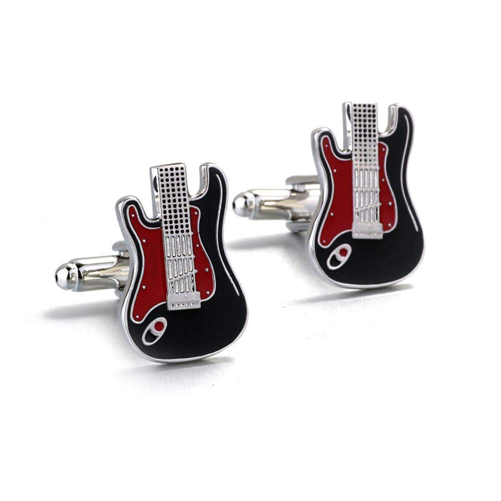 Guitar Bass Pair Red Cufflinks
