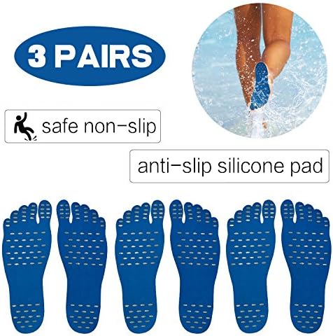 Barefoot Sticker BaouBow Nakefit Adhesive Foot Pads Stick On Soles Anti- Slip for Spa Park Pool Street(M, Blue)