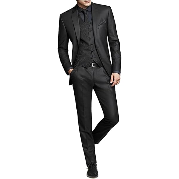 Albert Navy Blue 3-Pieces Notched Lapel One Button Slim Fit Business Men Suits A