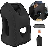 Kimiandy Inflatable Travel Pillow for Airplane, Neck Air Pillow for Sleeping to Avoid Neck and Shoulder Pain, Support Head and Lumbar, Used for Airplane, Car, Bus and Office (Black)