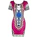 Womens Traditional African Print Dashiki Stretch Bodycon Dress 3XL Pink