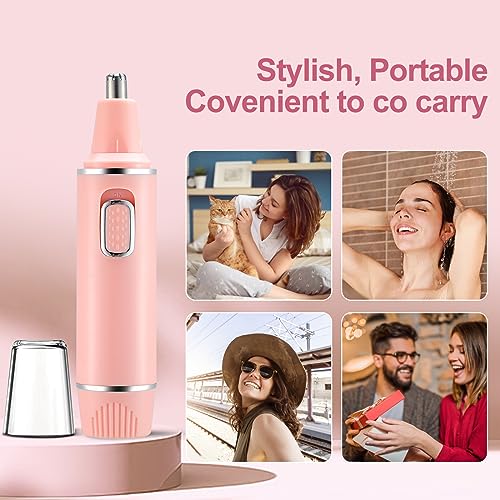 Painless Nose Hair Trimmer for Women Rechargeable 2025 Upgrade Nose Trimmer Ladies Noses Hair Trimmer Dual Edge Blades with IPX7 Waterproof,Powerful Motor,Easy Cleansing,Pink