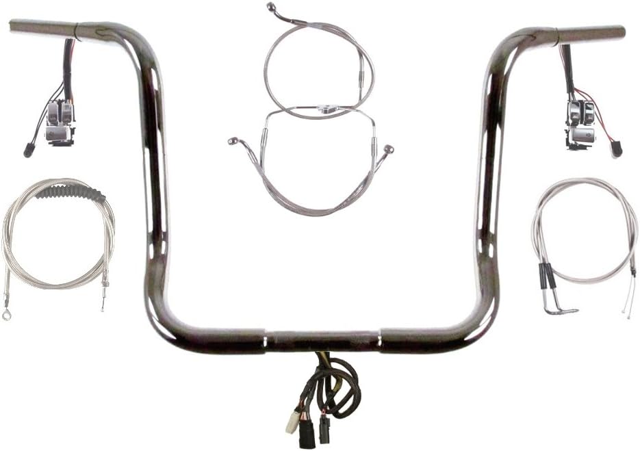 Hill County Customs 1 1/4" Chrome 16" Prewired Ape Hangers Kit for 1996-2006 Harley-Davidson Ultra Classic W/Radio CB & Cruise - PW-HC-BB16C-UC06-RCCB