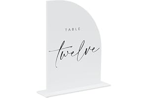 JINMURY 10 Pack White Acrylic Half Arch Sign with Stand | 5x7 Inch Half Arch Acrylic Blank Sign and Base, DIY Wedding Table N