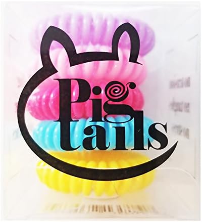 Pig Tails Candy Colored Spiral Pony Tail Premium Hair Tie Bobbles (5 pack mulit-colored)