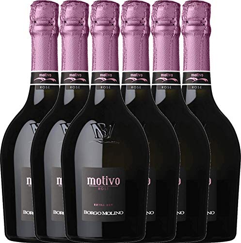 VINELLO 6er Weinpaket Italien - Motivo Rosé extra dry - Borgo Molino mit VINELLO.weinausgießer | 6 x 0,75 Liter