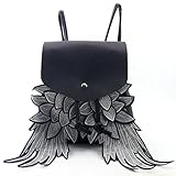 Lisingtool Women's Wing Drawstring Travel Satchel School Bag Backpack Bag (Black)