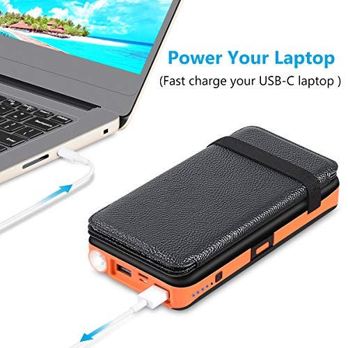 Solar Charger 25000mAh, SOARAISE Power Bank with 4 Solar Panels and Type-C Port Waterproof Battery Pack for Smartphone, Tablet and Camping