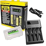 NITECORE New i4 2016 Intellicharger smart battery Charger for Li-ion / IMR / Ni-MH/ Ni-Cd 26650 22650 18650 18490 18350 16340 RCR123 14500 AA AAA AAAA D with EdisonBright BBX3 battery carry case