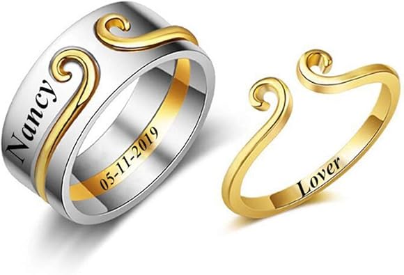gold ring name designs for couples
