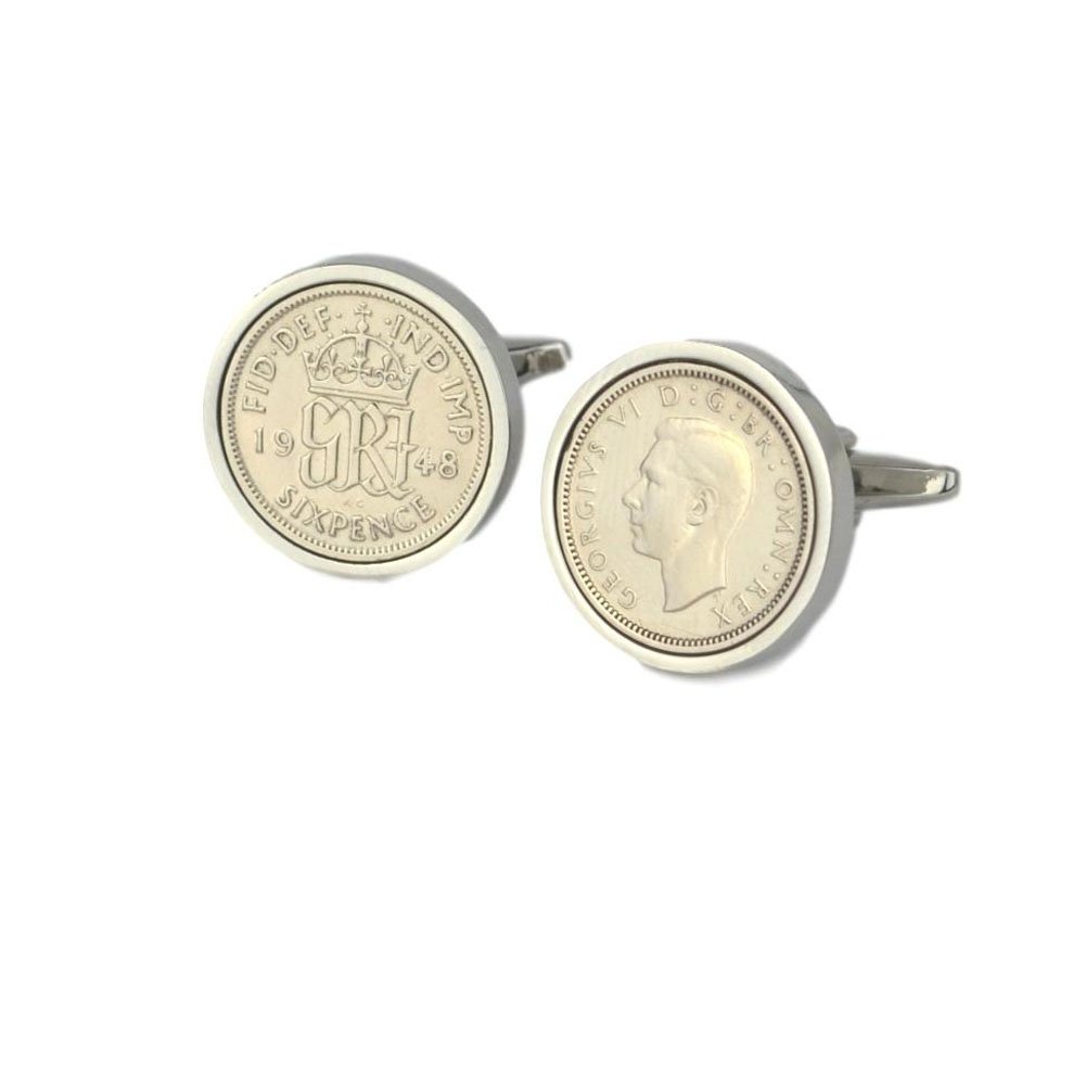 Polished Sixpence Cufflinks | 1948 Anniversary 1948 Coins 78th Birthday