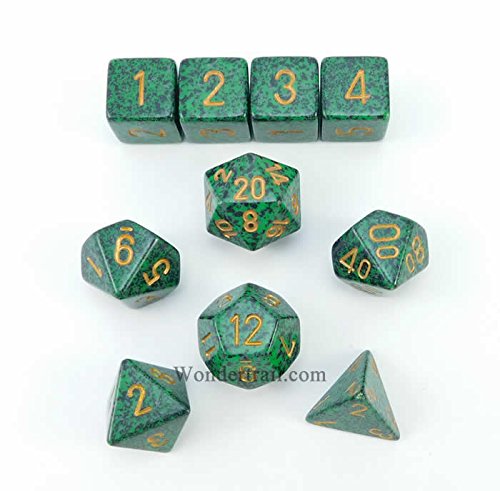Golden Recon Elemental and Speckled Polyhedral Dice Set 10pc Set in Tube