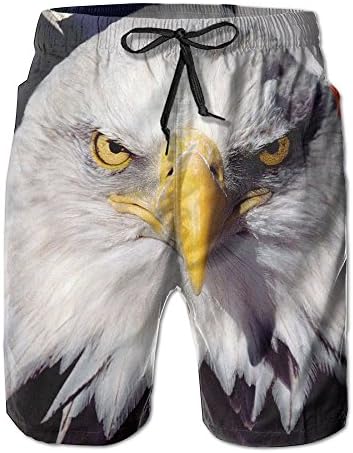 YHLL Adult-Men American Eagl Flag Summer Quick Dry Elastic Beach Shorts Water Shorts Surfing Boardshorts