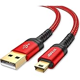 JSAUX Cable mini USB [2 unidades de 3.3 pies + 6.6 pies], USB 2.0 tipo A a Mini B, cable trenzado de carga rápida compatible 