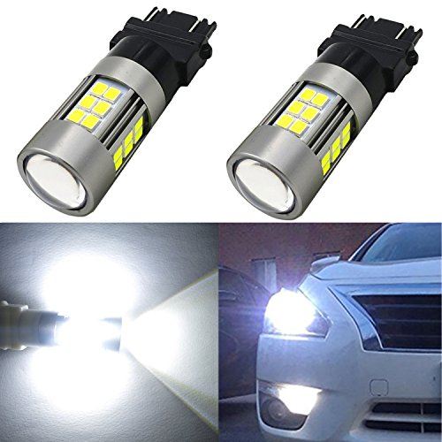 Alla Lighting 2pcs Super Bright 1000 Lumens High Illumination 3035 27-SMD Chipsets 6000K Xenon White 3156 3157 3057 4157NA 3056 T25 LED Light Bulbs Lamps