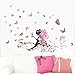 SWORNA Nature Series Flower Butterfly Girl Growing Branch Removable Vinyl DIY Wall Art Mural Sticker Decal Decor - Living Room/Play/Bedroom/Hallway/Kindergarten/Home Office Nursery/School 32