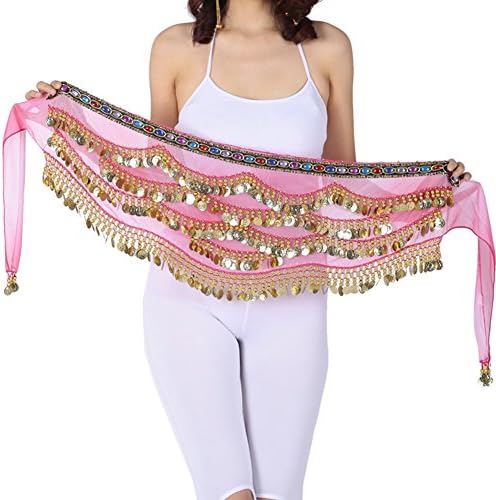Qlan Women's Belt Wrap Hip With Sliver Coins, Belly Dance Wrap & Hip Scarf