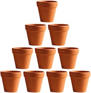OUNONA 10Pcs Terracotta Pot Clay Ceramic Pottery Planter Cactus Flower Pots Succulent Nursery Pots (3x3cm)