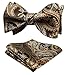 HISDERN Gold Bow Ties for Men Self Tie Paisley Mens Bow Tie and Pocket Square Set Classic Business Formal Tuxedo Men's Bowtie Handkerchief for Wedding Party