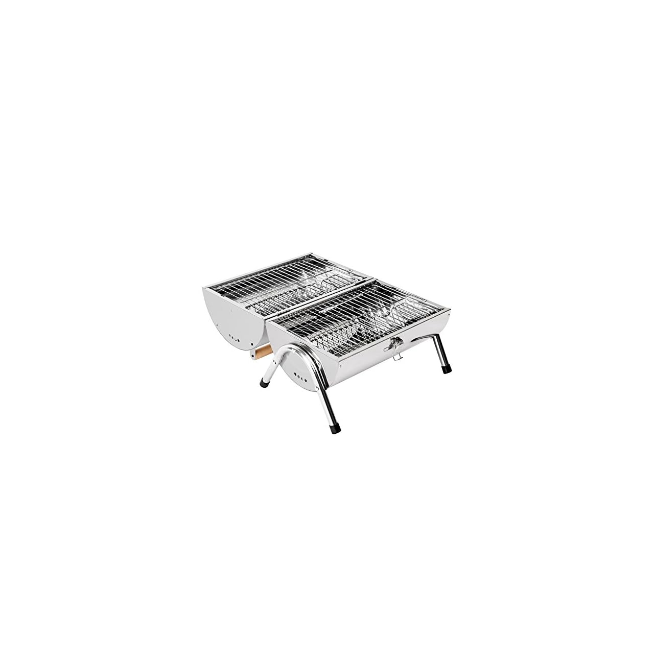 TecTake Charcoal BBQ Grill Two Grill Areas Stainless Steel ASTONSHEDSUK
