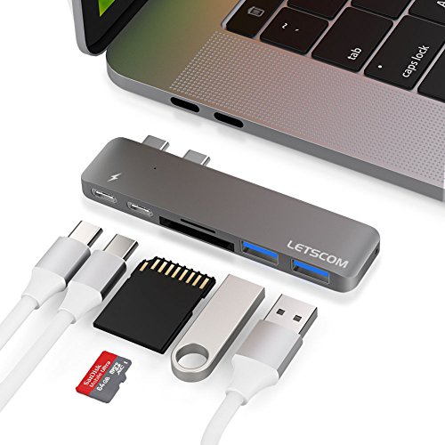 USB C Hub, Letscom Aluminum Type-C Hub Adapter for MacBook Pro 13